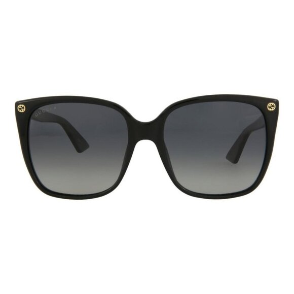 Gucci Womens Square/Rectangle Black Black Grey Fashion Designer Eyewear - Picture 1 of 4